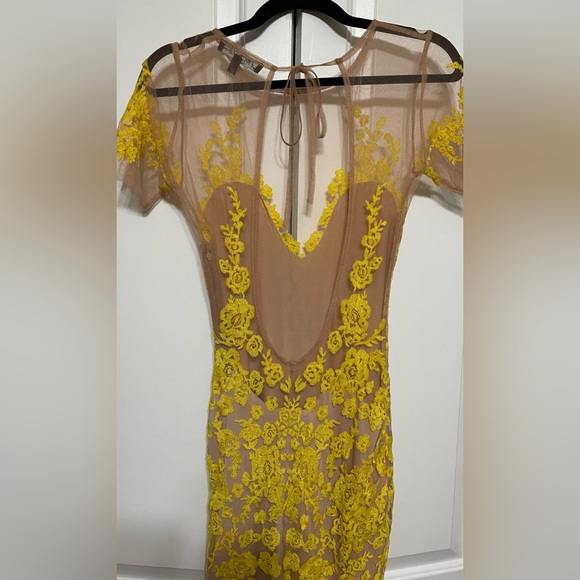 For Love and Lemons Luau Maxi yellow Dress Size S/ Mesh/ Embroidered beautiful - Picture 5 of 7
